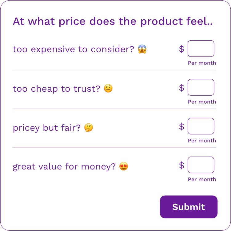 SensePrice survey preview