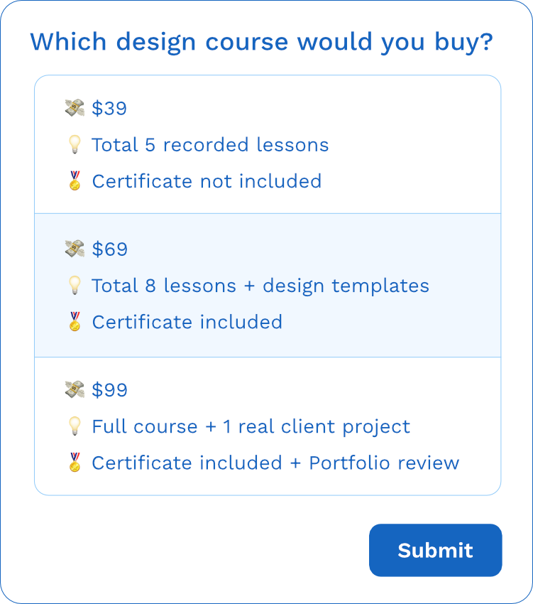 UserChoice survey preview